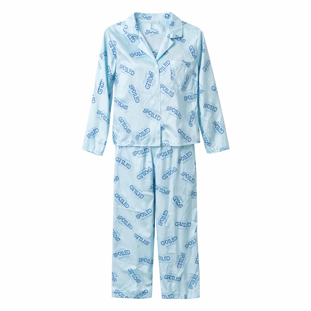 Shut Eye “Spoiled” Powder Blue Pajama Set Y2K Loungewear Size L